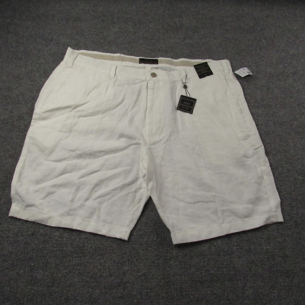 Jos A Bank Reserve Shorts Mens 44x10 White Flat‎ Front Linen Summer Beachwear